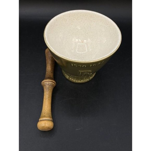 Schering Louis Hebert Ceramic Mortar & Wood Pestle Apothecary Pharmaceutical - Picture 5 of 11